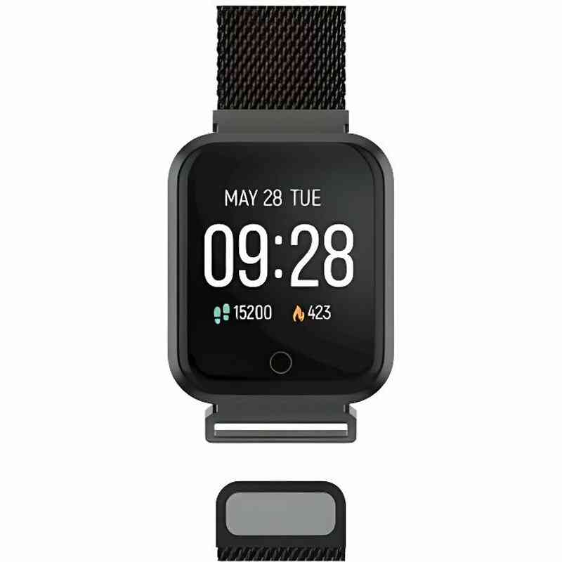 Montre Connectée Bluetooth 5.0, Smartwatch avec 2 Bracelets  Interchangeables, Etanche IP68, Forever Active - Noir - Français